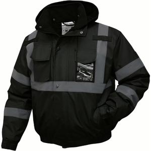 SKSAFETY High Visibility Reflective Jackets for Men, Waterproof Safety Jacket for Men with Pockets, Black Work Construction Coats for Winter Cold Weather,Large, 1 Pack