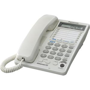 Panasonic 2Line Integrated Corded Telephone System with 16Digit LCD, Speakerphone, Clock, Hearing Aid Compatibility and 3Way Conferencing  KXTS208W (White)