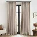 MIULEE Pinch Pleated Thick Linen Curtains 108 Inches Long 2 Panels for Living Room Bedroom, Extra Long Linen Drapes Pinch Pleat Back Tab Rustic Farmhouse Foor to Ceiling Curtains with Hooks, Taupe (Burlywood Birch)