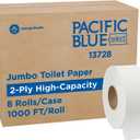 Pacific Blue Select by Georgia-Pacific PRO Jumbo Jr 2-Ply High-Capacity Toilet Paper, White, 1000 Feet Per Roll, 8 Toilet Tissue Rolls Per Case, 13728