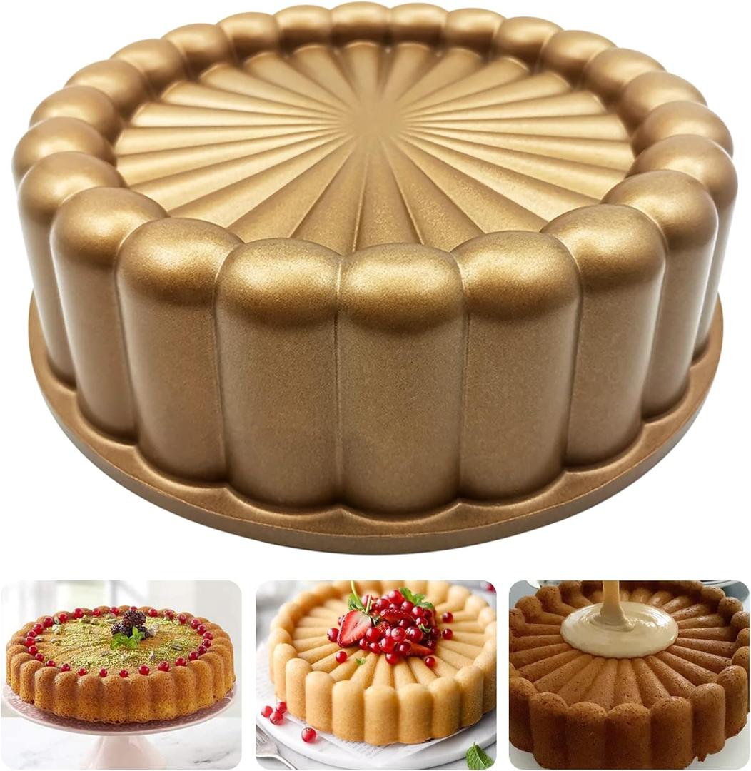 Charlotte Cake Mold, 9 Inch Cake Pan Aluminium Kitchen Accessories Decoration Christmas Wedding Valentines 3D Charlotte Cake Pan (Flower Shape)