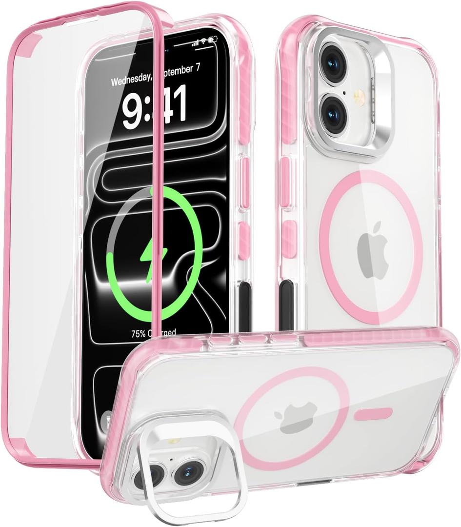 Magnetic for iPhone 17 Case, Built-in Screen Protector Pink