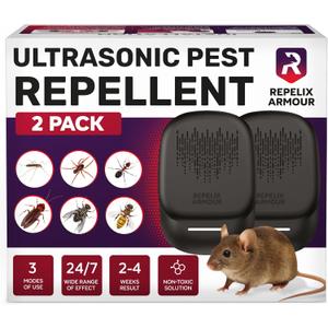 Ultrasonic Pest Repeller for Indoor Use - 2 Pack - Covers Up to 1,500 sq ft per Device - 3 Modes Mouse Repellent - Rodent Repellent – Helps Repel Rats, Spiders, Mosquitoes, Ants & Household Insecs
