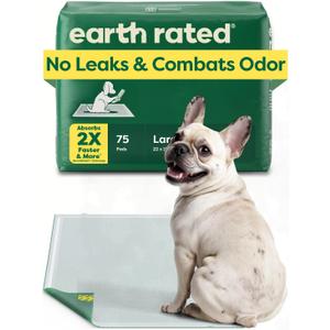 Earth Rated Max Absorbency Puppy Pee Pads for Dogs Absorbs 2X Faster & 2X More, Leak-Proof, Odor Control Potty Training, Unscented, Large, 22 x 23, 75 Count