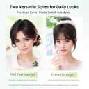 Anemone Human Hair Topper 16g No Clip Magic Paste Hairpiece 7x10cm Full Hook and Loop Skin Base Fringe Bangs for Front Thinning (1B Middle Bangs)