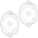 2 Pcs Lace Placemats White Table Placemats Fashionable Floret Embroidered Lace Doilies Retro French Style Tables Crochet Placemat for Furniture Room Nightstand Decor