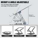 JOYEKY Laptop Stand for Desk, Adjustable Computer Stand with 360 Rotating Base, Ergonomic Laptop Riser for Collaborative Work, Foldable & Portable Laptop Stand, fits for All 10-16" Laptops (Grey)