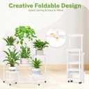 iDavosic.ly 6 Tier Folding Plant Stand Indoor Outdoor with Plastic Tray, Tiered Corner Flower Holder Shelf, Metal Orchid Display Rack for Patio Porch Living Room Garden Balcony, White
