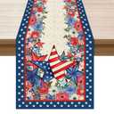 XCHI America Stars Flowers Memorial Day Table Runner 4th of July Patriotic Independence Day Table Decoration for Party Home Kitchen Dining Holiday Decor 13x108 Inch