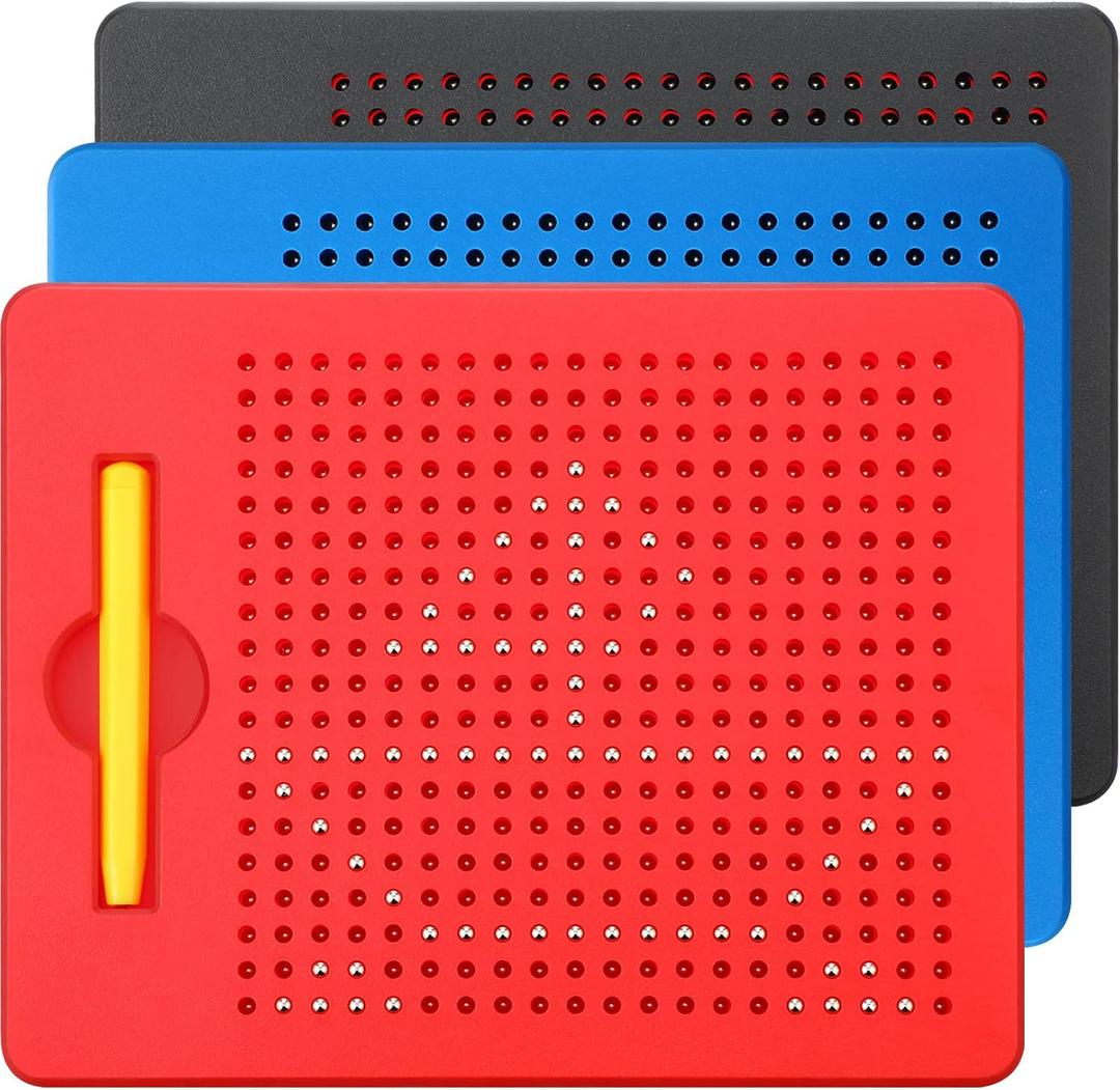Yexiya 3 Pcs Magnetic Drawing Board for Kids, Toddler Travel Drawing Kit Magnet Sketch Thread Board with Stylus Pen and Beads Toy for Child Quiet Time Activities, 7 x 8.5 Inches