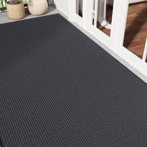 Large Commercial Door Mat, 4' x 8' Front Door Mat Outside Entrance, Low Profile Easy Clean Welcome Mat Indoor Outdoor, Absorbs Moisture and Dirt, Non-Slip Backing Heavy Duty Outdoor Mat, Grey