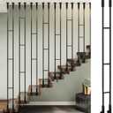 30 Pack 44" Wrought Iron Staircases Balusters, 1/2" Rectangular Stair Spindles, 15 Straight and 15 Single Rectangle, Hollow Stair with 60 Baluster Shoes for Staircases, Hallways and Backyard Fences