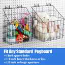 meekoo 2 Pcs Pegboard Baskets 12.4 x 7.5 x 12.8'', 11 x 5 x 12.6'' with 4 Hooks, Peg Board Organizer Accessories Organize Tools for Workbench Garage Storage Hardware Attachments(Black)