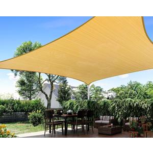 Quictent Waterproof Sun Shade Sail for Patios 185G Polyester Fabric Cloth, 98% UV Block Outdoor Awning Shelter for Commercial, Backyard, Garden, Deck, Hardware Kit Included, Sand 20x16 ft