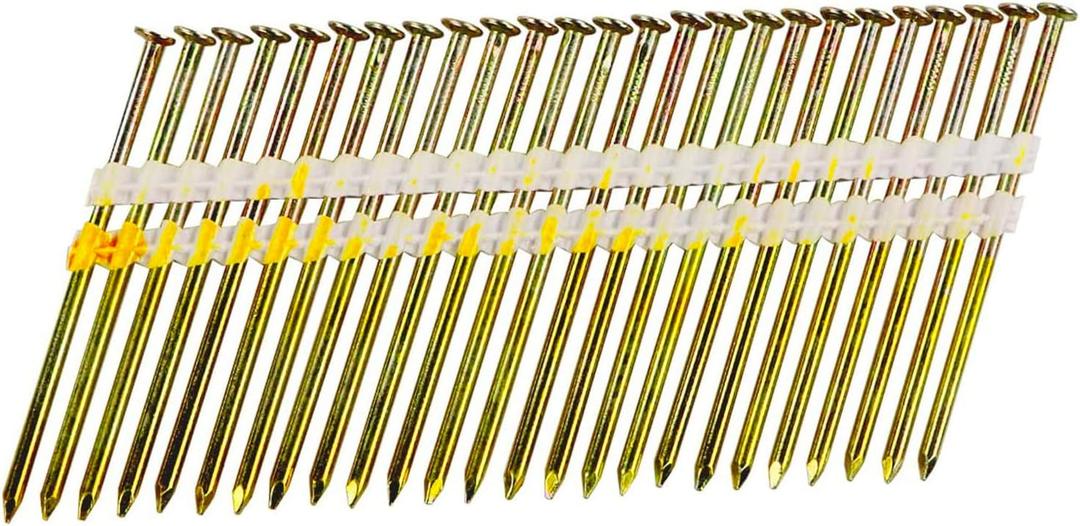 BHTOP 3 Inch Framing Nails, 21 Degree EG Smooth Shank Plastic Collated Nails for Framing Nailer, 3 x .131(500 per Box)