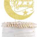 Ramadan Mubarak Cake Topper - Eid Mubarak Party Moon Srar Cake Dcor - Muslim Islam Eid Al Fitr & Eid Al Adha Festival Baby Shower Birthday Party Decorations
