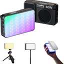 SmallRig RM 40C Mini LED RGB Video Light, 4800mAh Battery, LCD Display, Portable Camera Light for Tiktok Youtube Content Creators Photographer Gifts, 2500K-10000K CRI 96 TLCI 99, Magnetic Mount - 5359