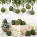 30Pcs Velvet Christmas Balls Bulk Flocked Christmas Tree Ball Ornament Plastic Balls Xmas Decorative Hanging Ornaments Xmas Tree Decoration(2.36 Inch,Green)