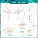 40 Pieces Bridal Hair Accessories Wedding Bridal Hair Pins Decorative Flower Pins U-shaped Pearl Hairs Pin Gold White Crystal Rhinestone Headpiece for Wedding Hairs Pin Women and Girls