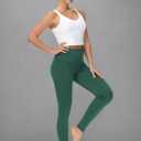 THE GYM PEOPLE Thick High Waist Yoga Pants with Pockets, Tummy Control Workout Running Yoga Leggings for Women (Green, L)