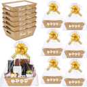 Tenceur 24 Set Empty Baskets for Team Appreciation Gifts - Bulk Gift Basket Kit with Pull Bows & Plastic Bags DIY Cardboard Tray for Team Employee Teacher Coworker Nurse Present(Classic,Kraft)