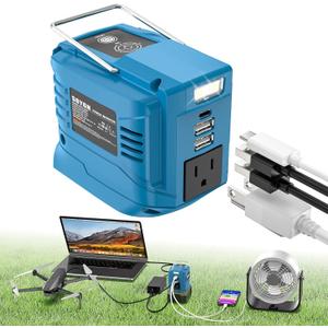 Power Inverter for Makita 18V Battery: Portable Power Supply Inverter Convert - 200W DC 18V to AC 110V~120V Battery Powered Outlet with 2 USB&AC&Type-C Phone Charger Power Station