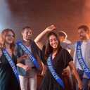 2 x 4 Pcs Prom Royalty Sashes with Gold Glitter, Royal Blue Prom Sash for School Cosplay Pageants Prom Party Dance Graduation Party Favors, Graduation Party Sash (Royal Blue + Gold)