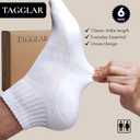 Ankle Socks for Men & Women 78% Organic Cotton, Moisture Wicking, Arch Support,Cushioned Athletic Comfort (6 Pairs) (White, M)