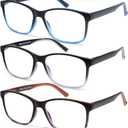 5 Pack Blue Light Blocking Reading Glasses for Men with Spring Hinge Fashion Large Wide Computer Readers for Men +3.50