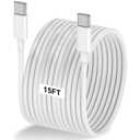 15FT 60W USB C to USB C Cable, Type C to Type C Cable,Fast Charging Cable for iPhone Air 17 16e 16 15 Pro Plus Pro Maxfor Galaxy S25/S24, for iPad Pro/Air/mini, for MacBook Pro/Air and More (White)