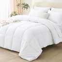 All Season Bed Comforter - Cooling Goose Down Alternative Quilted Duvet Insert with Corner Tabs - Winter Warm - Machine Washable - White, Size 80x55