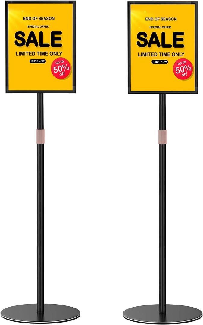 Sign Holder Stand 8.5x11 inch - Flip Open Pedestal Floor Standing Sign Holder, Adjustable Versatile Sign Stands for Display, Floor Sign Holder with Easy Replacement for Events and Promotions (2 PACK)