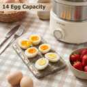 14 Eggs Electric Egg Cooker, 350W Rapid Egg Boiler with 30-Min Timer & Auto Shut-Off, Stainless Steel, Dishwasher Safe for Soft, Medium, Hard Boiled, Steamed Eggs, Vegetables & Seafood, Beige