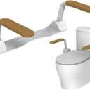 Toilet Safety Rails for Seniors Elderly Sturdy Grab Bar Frame 520LBS Flip Up Non-Slip Wooden Armrest, Rust-Resistant, Easy Install, Foldable Suitable for Bathroom