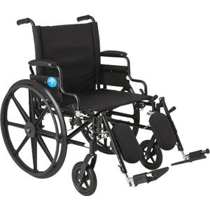 Medline Premium Ultra-Lightweight Wheelchair with Flip-Back Desk Arms and Elevating Leg Rests for Extra Comfort, Black, 22 x 18" Seat