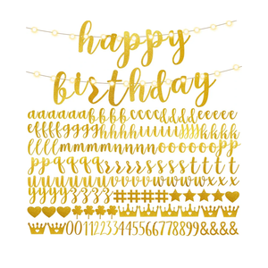TaoBary 167 Pcs DIY Banner Kit Happy Birthday Glitter Banner Customizable Glitter Make Your Own Kit 162 Letters Symbols and Numbers 3 Rope for Birthday Halloween Wedding Christmas(Champagne Gold)
