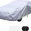 BYDOLL Car Cover Waterproof All Weather 6 Layers Snowproof Windproof Hail Protector Full Exterior Covers UV Protection 210D Oxford Universal Fit Sedan Outdoor Automobiles Zipper Cotton Inside (Sedan Length 210-220 inch)