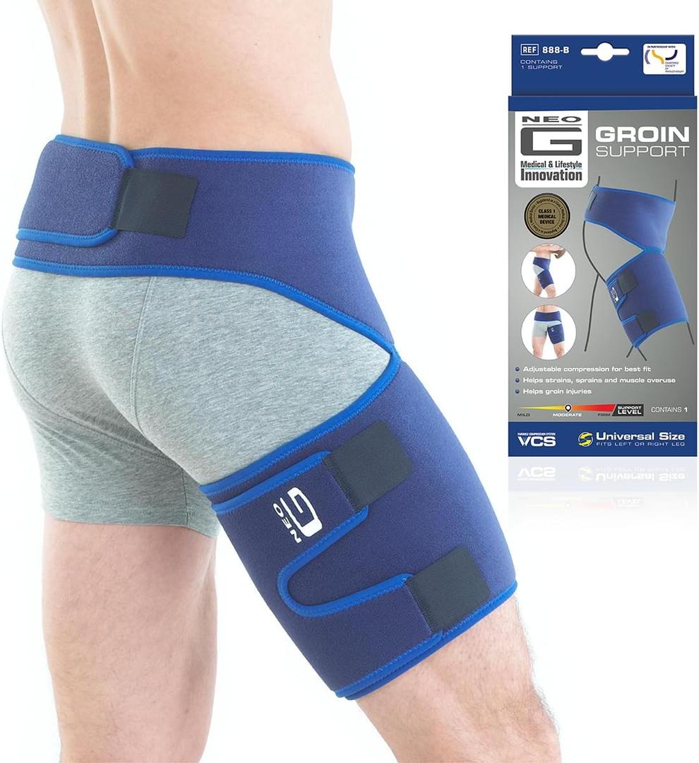 Neo-G Groin Brace for Thigh or Hamstring Injury. Groin Brace for Men and Women - for arthritis, pulled groin, strain - Adjustable Groin Compression Support - Unisex, One Size