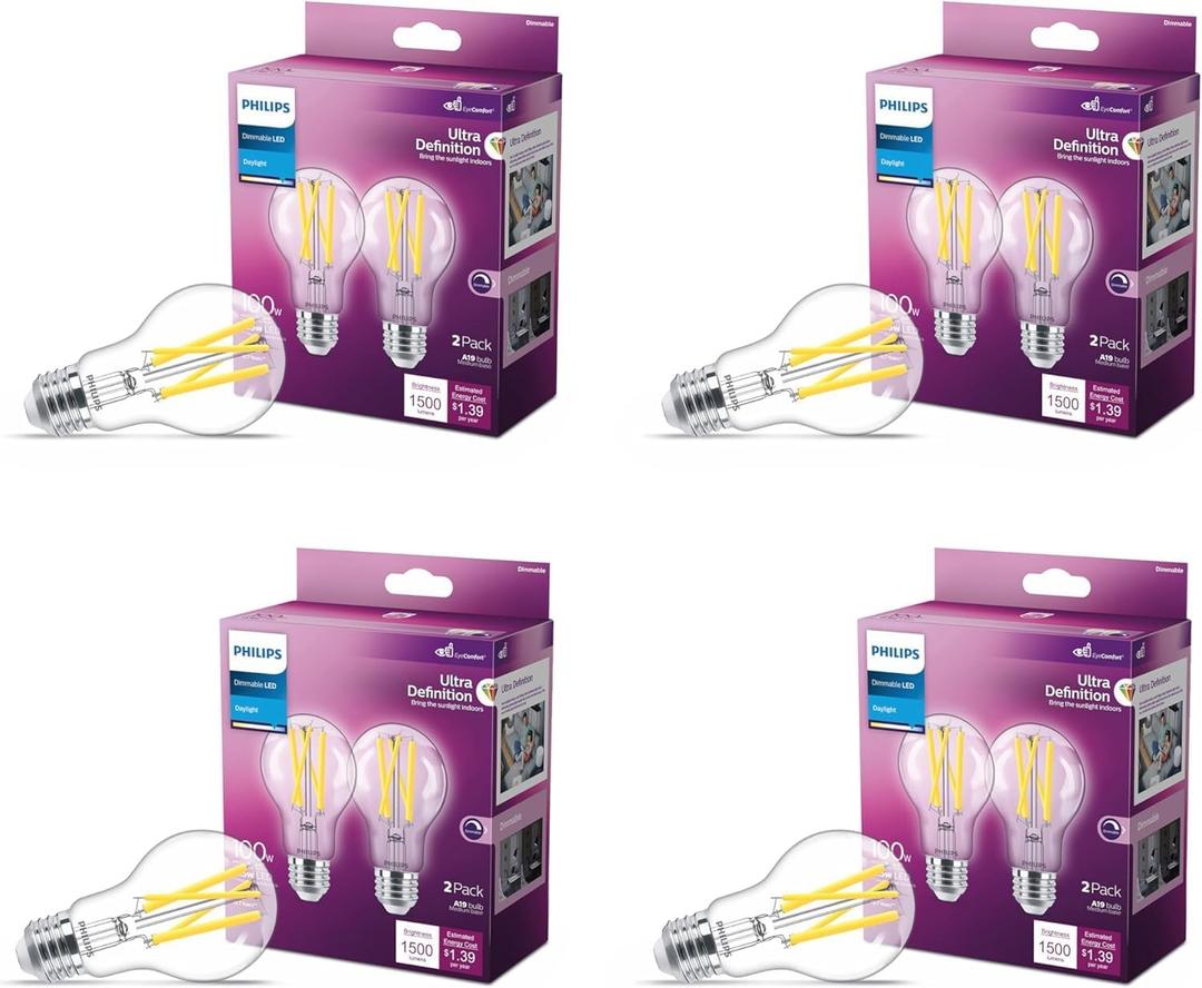 A19 Ultra Definition Dimmable LED Light Bulbs - Flicker-Free 60w Light Bulbs with EyeComfort Technology - Daylight 5000K Lightbulb - 800 Lumen - E26 Base - 3 Pack