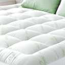 Ultra Soft Queen Size Mattress Topper - Viscose Made from Bamboo Pillow Top Mattress Pad for Back Pain Relief - Naturally Cooling for Hot Sleepers, Green