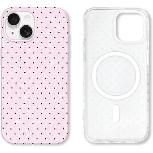 Hython for iPhone 14 Case & iPhone 13 Case Cute Polka Dot Aesthetic Design Simple Cover 6.1", Thin Slim Anti-Scratch Soft TPU Bumper Shockproof Rubber Protective Phone Cases, Glitter Magnetic Pink