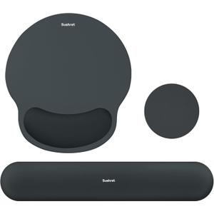 Mouse Pad and Keyboard Wrist Rest, 3-in-1 Gel Memory Foam Ergonomic Mouse Pad with Wrist Rest Set, Gaming Mousepad Arm Cushion Support for Computer Office Desk Accessories Cute Setup, Charcoal