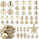 Christmas Ball Ornaments - 43pcs Shatterproof Christmas Tree Decorative Hanging Ornaments with Loop for Xmas Holiday Party Wreath Home Decoration (Champagne)