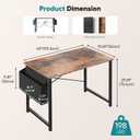 OLIXIS Small Computer Desk, 40 Inch Home Office Desks, Writing Study Craft Work Gaming Table, Computer Workstation for Bedroom Small Spaces with Storage Bag and Headphone Hook, Rustic Brown