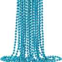 ZZYFGH 12 Pcs Teal Bead Necklaces, 33" 7mm Teal Mardi Beaded Necklaces Mardi Gras Beads School Spirit Day Necklace for Mardi Gras Party Christmas Festive Events, Party Favors Wedding Birthday Gender Reveal Party Supplies Decor