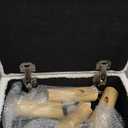 Storage Ottoman, Small Foot Stool Ottoman with Storage, Boucle Teddy Velvet Foot Rest with Padded Seat, Sturdy Wood Legs Stool for Living Room, Bedroom, Couch, Enterway (Cream)