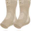 Achilles Tendon Support Brace, Plantar Fasciitis Sock, Ankle Compression Sleeve For Running, Tendonitis and Flat Feet Relief (Unisize, Natural Beige)