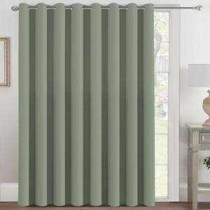 H.VERSAILTEX Blackout Patio Curtains 100 x 84 Inches for Sliding Door Extral Wide Blackout Curtain Panels Thermal Insulated Room Divider - Grommet Top, 7' Tall by 8.5' Wide - Cyan