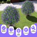 HyeFlora 26'' Artificial Boxwood Topiary Trees with Lavender 2 Pack Fake Plants for Outdoor Indoor Artificial Shrubs with Metal Ground Spike UV Resistant Fake Bushes for Front Porch Garden, Purple