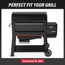 Utheer Front Folding Grill Table for Weber Searwood XL 600 – 35" x 12.5" Large Front Shelf with Stainless Steel Basin, Works Cutting Board, Lid & 5 Hooks, Heavy-Duty Weber Searwood XL 600 Accessories